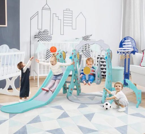 Kids are playing with kids slide.