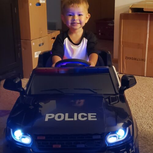 12V Kids Electric Car Battery Powered Ride On Toy Police Car with Remote Control, Black photo review